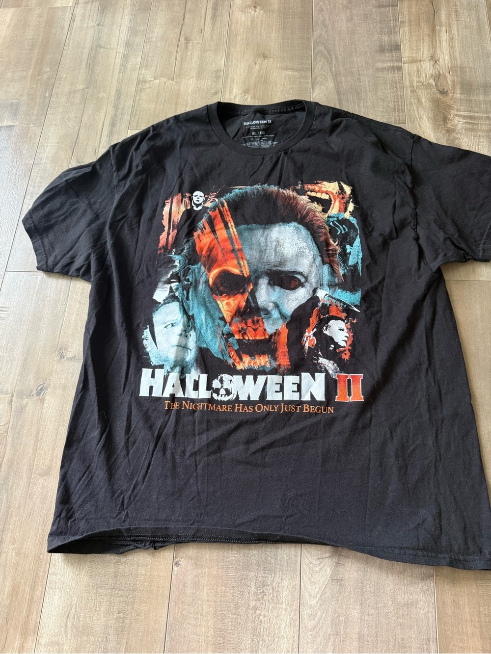 Halloween II Shirt Short Sleeve Black Graphic Tee Men XL Spooky Scary